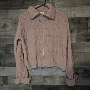 Women's Cable Knit zip up sweater